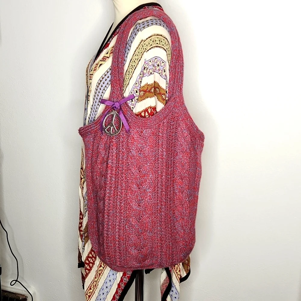 American Eagle Cable Knit Boho Hobo Crochet Tote Bag